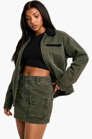 Boohoo Womens Twill Washed Mini Skirt - Cotton - Size 10 UK