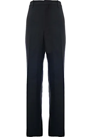 Prada Mens Wool Blend Wide Leg Trousers W Satin Stripe in - Size 38 (Waist)
