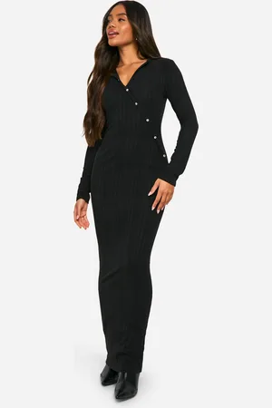 Boohoo Womens Brushed Rib Button Down Maxi Dress - - Size 8 UK