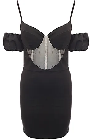 Club L L WoMens Premium Sheer Bodice Mini Dress - Size 8 UK