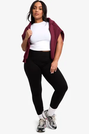 Boohoo Womens BASICS PLUS HIGH WAISTED DEEP WAISTBAND LEGGING - Cotton - Size 20 UK