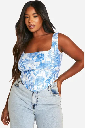 Boohoo Womens Plus Bengaline Porcelain Print Corset Top - - Size 22 UK