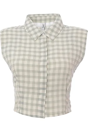 ONLY WoMens Cropped Sleeveless Shirt in Neutral - - Size X-Large