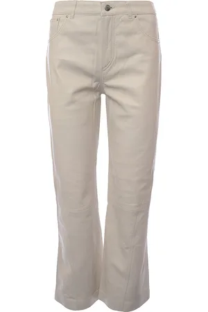 Muubaa WoMens Ivory High Waist Wide Leg Leather Trouser - - Size 14 UK