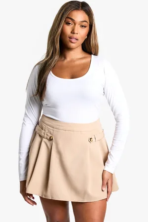 Boohoo Womens Plus Button Detail Pleated Mini Skirt - - Size 26 UK