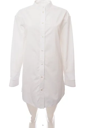 Jil Sander Womens C/O Wednesday Pure Cotton Small Stand Collar Slightly Dropped Shoulder Straight Fitted Shirt W Embroidered Js Monogram in - Size 10 UK
