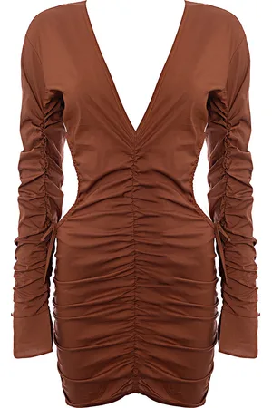 Simmi London WoMens Long Sleeve Ruched Cut-Out Mini Dress - - Size 14 UK