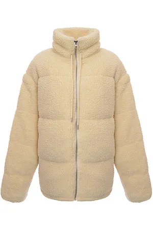 Barneys Originals Mens Oversized Full Zip Borg Puffer Jacket in Cream - - Size X-Small