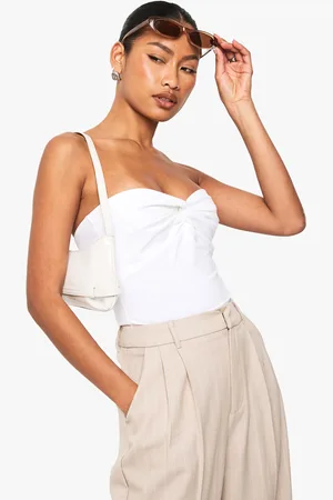 Boohoo Womens TWIST FRONT BANDEAU TOP - Cotton - Size 14 UK