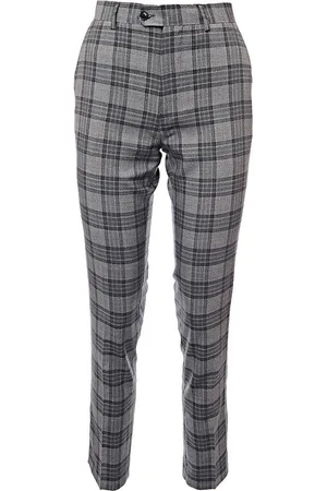 Brave Soul Mens Skinny Fit Check Cropped Suit Trousers - Size 34W/32L