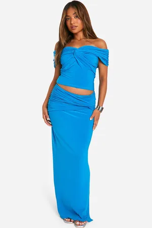 Boohoo Womens Petite Double Slinky Twist Detail Maxi Skirt - - Size 12 UK