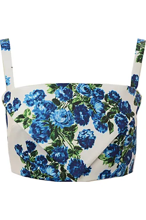 EMILIA WICKSTEAD Womens Zori Tafetta Faille Cami Strap Crop Top in Multicoloured - - Size 12 UK