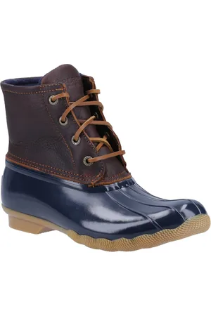 Sperry Unisex Saltwater Duck Faux Leather /Navy Wellington Boots - Size UK 5