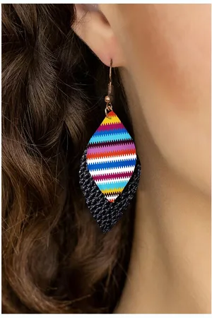 Azura Exchange Unisex Multicolor Striped Leather Drop Earrings - - One Size