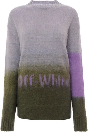 OFF-WHITE Womens Mohair Helvetica Logo Knitted Jumper in - Size Medium