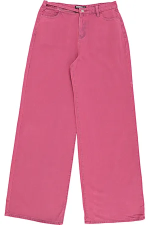Fashionkilla WoMens Wide Leg Jeans with Cut Out Waist - Size 10 UK