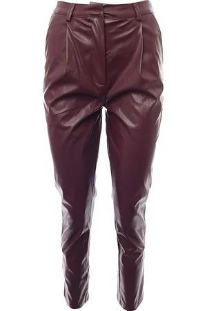 Parisian Petite Womens Faux Leather Trousers In Wine - - Size 6 UK