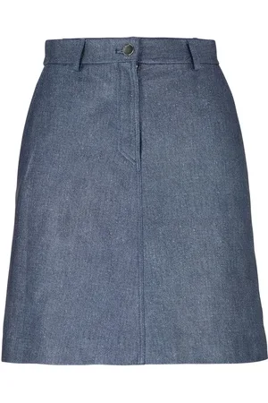 HUGO BOSS Womens C_Semara Denim Print Leather Mini Skirt in - Size 16 UK