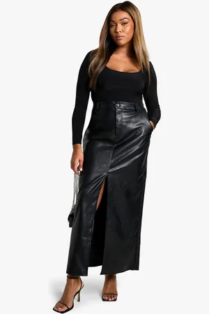 Boohoo Womens Plus Pu Split Front Maxi Skirt - - Size 26 UK