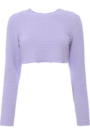 Monki WoMens Lilac Long Sleeve Textured Top - - Size Small