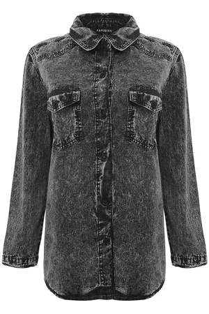Parisian Womens Acid Wash Oversized Denim Shirt - Size 8 UK
