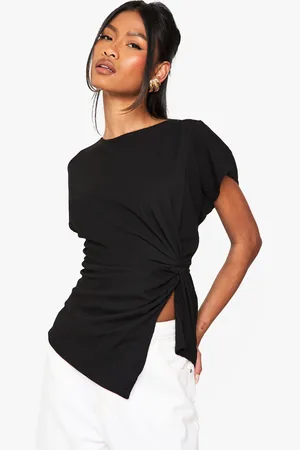 Boohoo Womens Crinkle Knot Detail Blouse - - Size 8 UK