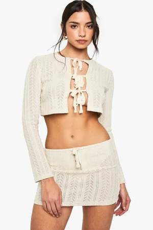 Boohoo Womens Crochet Tie Detail Top - - Size 14 UK
