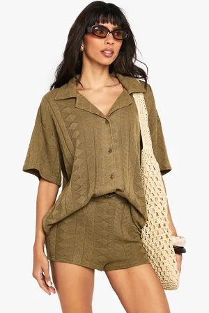 Boohoo Womens Mix and Match Crochet Textured Patterned Knitted Shirt - - Size 12 UK