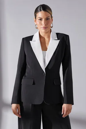 wallis Womens Contrast Reverse Detail Tux Blazer - - Size 16 UK