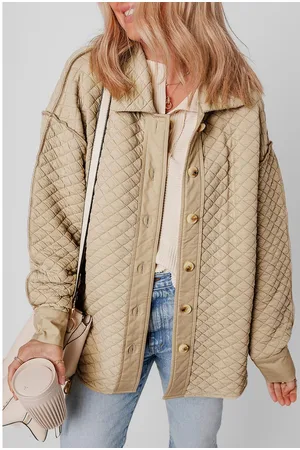 Azura Exchange Womens Jet Stream Solid Color Quilted Puffer Buttoned Shacket - - Size X-Large