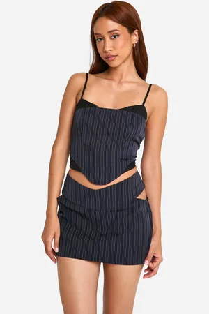 Boohoo Womens Pinstripe Cut Out Side Straight Mini Skirt - - Size 14 UK