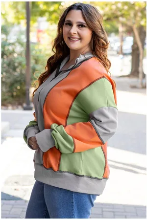 Azura Exchange Womens Color Block Stitching Detail Half Zipper Sweatshirt - Size 3XL