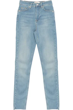 NA-KD WoMens Mid Cotton Skinny Highwaist Jeans With Raw Hem - Size 4 UK