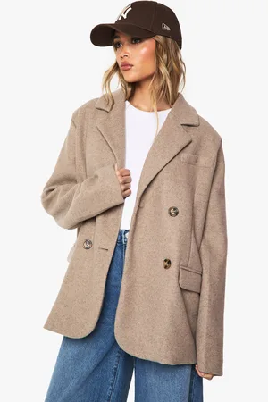 Boohoo Womens Wool Look Oversized Blazer Jacket - - Size 10 UK