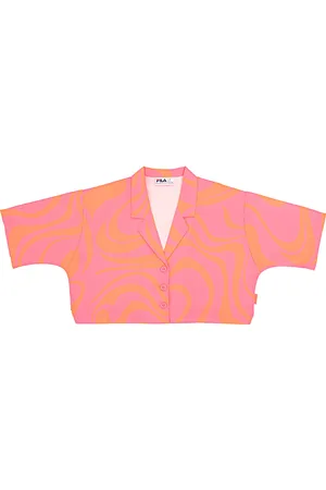 Fila Womens Swirl Print Cropped Shirt in - Size X-Large
