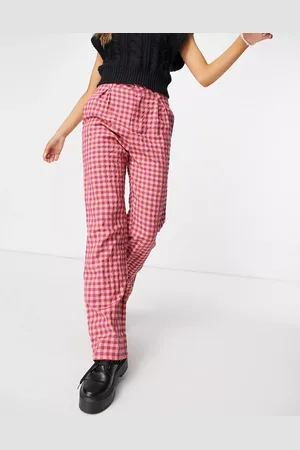 Daisy Street Womens High Waist Wide Leg Trousers In Vintage Check - Cotton - Size 6 UK
