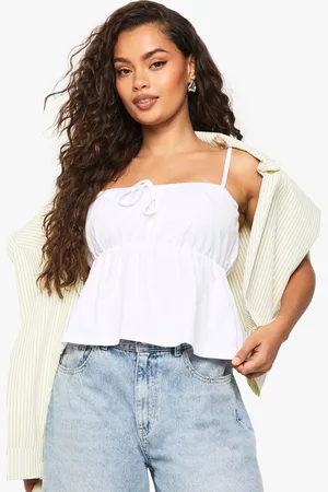 Boohoo Womens COTTON STRAPPY MILKMAID PEPLUM TOP - - Size 10 UK