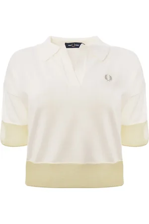 Fred Perry Womens Snow Sheer Trim Knitted Polo Shirt - Size 8 UK