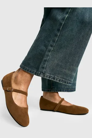 Boohoo Womens Faux Suede Mary Jane Ballet Flats - - Size UK 8