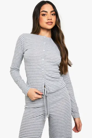 Boohoo Womens STRIPE BUTTON UP LONG SLEEVE TOP - - Size 12 UK