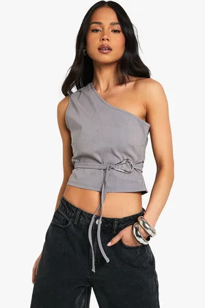 Boohoo Womens Bengaline One Shoulder Trim Detail Top - Viscose - Size 8 UK