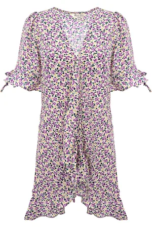 Brave Soul Womens Floral Mini Wrap Dress in Lilac - - Size X-Small