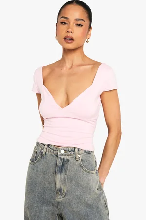 Boohoo Womens Super Soft Cap Sleeve Plunge Front Top - - Size 12 UK