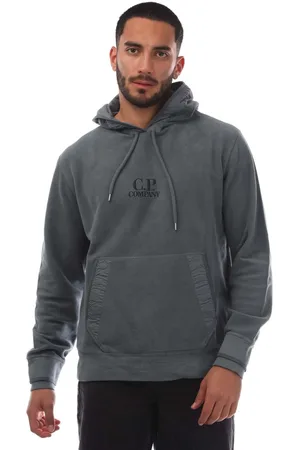 C.P. Company Mens Diagonal Fleece Emerized Hoodie in Cotton - Size Small