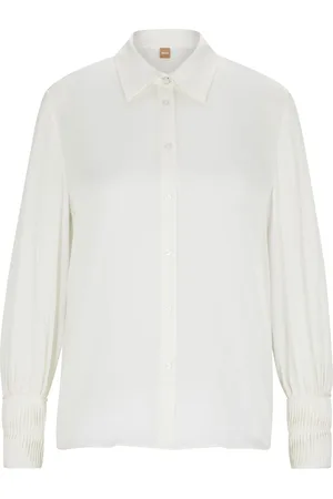HUGO BOSS Womens Benea Regular-Fit Blouse in Silk - Size 12 UK