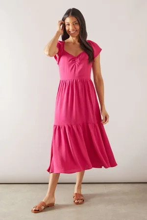 wallis Womens Woven Ruched Midi Dress - - Size 10 UK