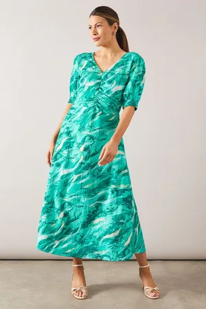 wallis Womens Abstract Print Ruched Midi Dress - Viscose - Size 20 UK