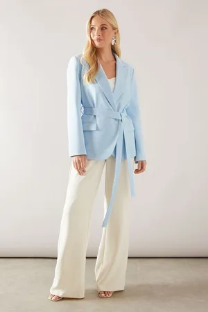wallis Womens Petite Tie Waist Cross Over Blazer - - Size 18 UK