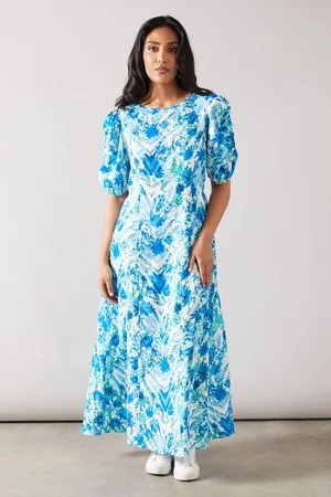 wallis Womens Petite Animal Ruched Sleeve Maxi Dress - - Size 16 UK