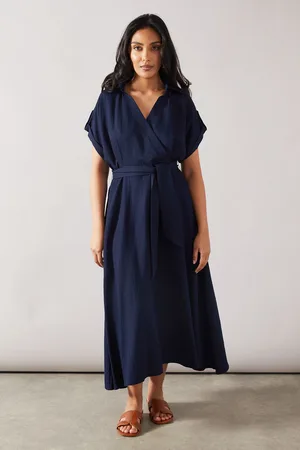 wallis Womens Petite Front Tie Shirt Midi Dress - Viscose - Size 16 UK
